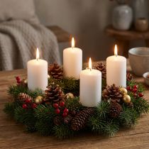 tételeket Oszlopos gyertyák fehér Adventi gyertyák kis gyertyák 60/40mm 24 db