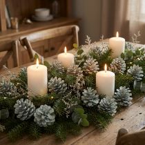 tételeket Fekete fenyőtobozok zöld mézes natúr díszítéssel 5-7cm 1kg