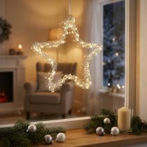 tételeket LED csillag függeszthető ezüst fémből 70 LED meleg fehér Ø25cm