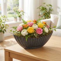 tételeket Növénytál barázdált díszítéssel, ültetőcsónak, antracit, 24 cm