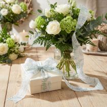 tételeket Organza szalag, sifon szalag, leveles ágak, zöld, 40mm, 15m