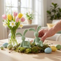 tételeket Húsvéti nyuszi dekoratív figura stílusos lakberendezéshez és húsvéti dekorációhoz, 22 cm, 2 darab