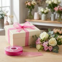tételeket Organza szalag ajándék szalag rózsaszín szalag szegély 15mm 50m