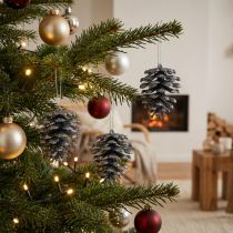tételeket Karácsonyfa díszek dekó kúpok csillogó antracit H7cm 6 db