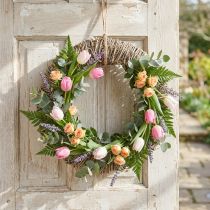 tételeket Szőlőkoszorú, díszes koszorú, fehérre meszelt, Ø38cm, rusztikus natúr díszítés, ajtókoszorú, asztali koszorú