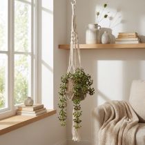 tételeket Makramé akasztókosár edényhez Ø18-19cm krém H85cm