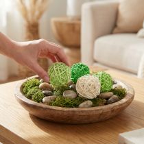 tételeket Rattan golyók zöld világoszöld krém válogatott rattan Ø5cm 24 db