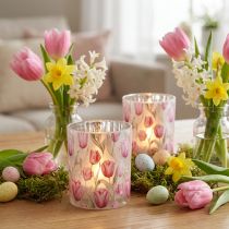 tételeket Elegáns, tulipán motívumos lámpás hangulatos tavaszi dekorációhoz, 12,5 cm, 2 darab.