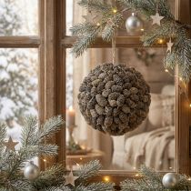 tételeket Égerfa toboz díszgömb akasztásra, fehérre meszelt, 20cm