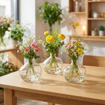 tételeket Kis üvegváza modern mini váza átlátszó üveg 11×6×10cm 3db