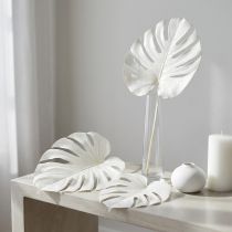 tételeket Monstera levelek fehérített díszes ablaklevél M40cm 5 db