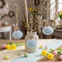 tételeket Puschelbunny kék deco medál fa plüss kb 7×7×10cm 6db