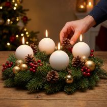 tételeket Fehér gömbgyertyák, minőségi asztaldísz, hangulatos világítás esküvőkre, advent, Ø60mm, 16 db-os készlet