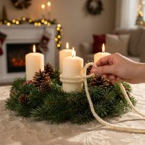 tételeket Fehér gyapjúzsinór arany szállal, 5m x 5mm dróttal, díszítéshez és kézműveskedéshez
