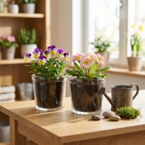 tételeket Virágcserepes üveg ültető átlátszó Ø11cm H10,5cm 2db