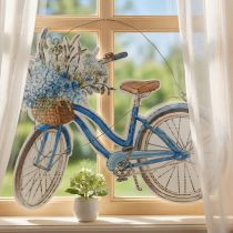 tételeket Deco tábla fa kerékpár nyári deco tábla akasztható kék, fehér 31 × 25 cm