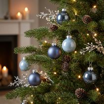 tételeket Mini karácsonyi gömbdíszek, üveg, matt metálkék, Ø4cm, 24 darab