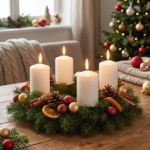 tételeket Oszlopos gyertyák fehér Adventi gyertyák kis gyertyák 70/50mm 24 db