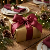 tételeket Ajándék szalag díszszalag taft Bordeaux 40mm 50m