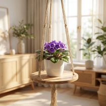 tételeket Növényhinta, virágtálca kötélen, függő kosár makraméval Ø34cm L84cm