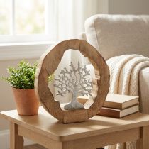 tételeket Deco szobor fa gyűrűs asztaldíszben 22×21×4cm elhelyezésre