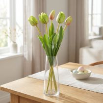 tételeket Művirág tulipánzöld, tavaszi virág 48cm 5 db-os köteg