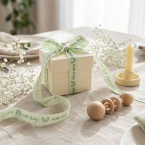tételeket Ajándék szalag Hello Baby díszszalag keresztelőre zöld 25mm 16m