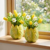 tételeket Virágváza feltűnő tulipán motívummal. Tökéletes nappali dekorációhoz. 16 cm, 2 darab.