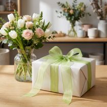 tételeket Organza szalag zöld ajándék szalag szegély lime zöld 25mm 50m