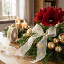tételeket Csillag szalag fehérarany organza szalag díszszalag W25mm L18m
