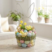 tételeket Húsvéti kosár drótkosár Húsvéti nyuszi Shabby Ø12cm H26,5cm