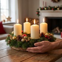 tételeket Oszlopgyertyák Adventi gyertyák krémszínű gyertyák 60/40mm 24db