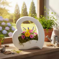 tételeket Szív alakú dekoráció ültetéshez és virágdíszekhez, nyitott kialakítás, modern szív alakú, 19 cm