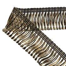 tételeket Fekete és arany rojtos szegély 4 cm x 25 m - Ideális koszorúdíszítéshez, gyászszalagnak és vintage kiegészítőknek
