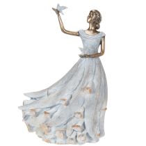 tételeket Nő figura madárral. Művészi tervezésű dekoratív szobor időtlen dizájnnal. 41 cm