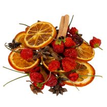 tételeket Aszalt narancsszelet dekorációs szett fahéjjal és csillagokkal, ünnepi asztaldíszítéshez 70g