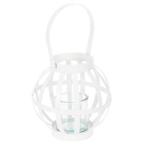 tételeket Kerti lámpa, fém és üveg, függő gyertyatartó, fehér, Ø18,5cm