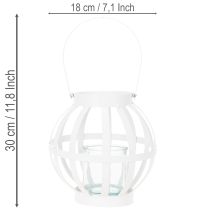 tételeket Kerti lámpa, fém és üveg, függő gyertyatartó, fehér, Ø18,5cm