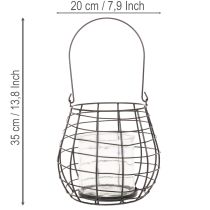 tételeket Kerti lámpa üveg gyertyatartóval, fekete, Ø20cm, M18.5cm