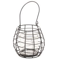 tételeket Kerti lámpa fogantyúval, fekete, üveg gyertyatartó, Ø17cm, M15cm