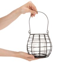 tételeket Kerti lámpa fogantyúval, fekete, üveg gyertyatartó, Ø17cm, M15cm