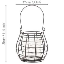 tételeket Kerti lámpa fogantyúval, fekete, üveg gyertyatartó, Ø17cm, M15cm