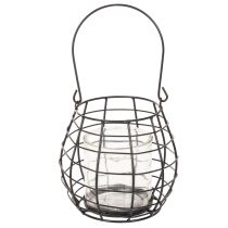 tételeket Kerti lámpa fogantyúval, fekete, üveg gyertyatartó, Ø17cm, M15cm