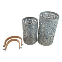 tételeket Kerti lámpás fém lámpa fogantyú szürke H30,5/25 cm 2db-os készlet