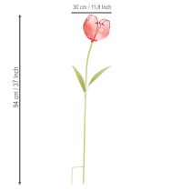tételeket Üveg tulipán kerti karó - gyönyörű dekoráció kertbe és erkélyre, 94 cm