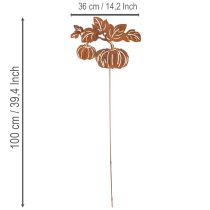 tételeket Kerti karó tök motívummal, fém díszítéssel, rozsdabarna felülettel, 100 cm