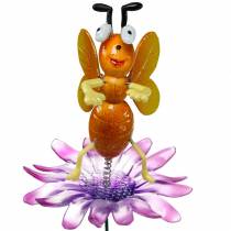 Virág tű méh virágon fém rugókkal narancs, lila H74cm