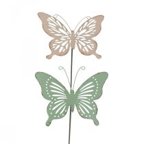 Ágykaró fém pillangó rózsaszín zöld 10,5x8,5cm 4db