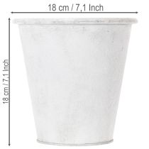 tételeket Díszes virágtartó, fém kaspó, fehér, Ø18,5cm, M18cm