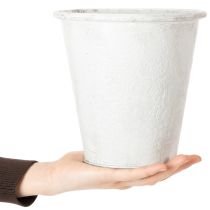 tételeket Díszes virágtartó, fém kaspó, fehér, Ø18,5cm, M18cm